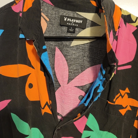 PLAYBOY neon Button Up size L - Picture 2 of 3
